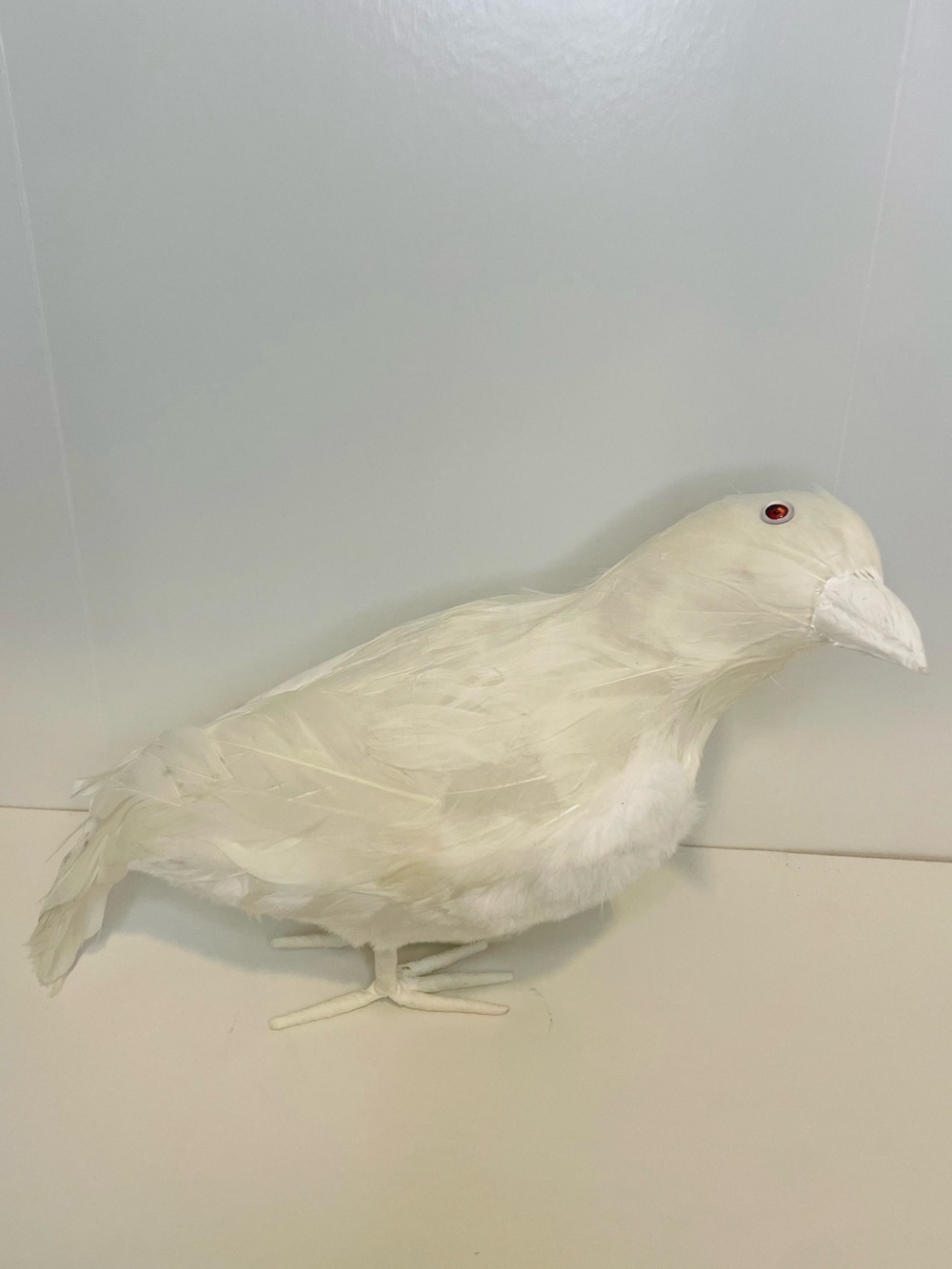Halloween Decor - White Raven, White Crow Decorative Bird Accent